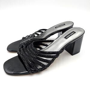 Nine West Frisky Block Heel Sandal Open Toe Women's Black Size US10M EU40.5